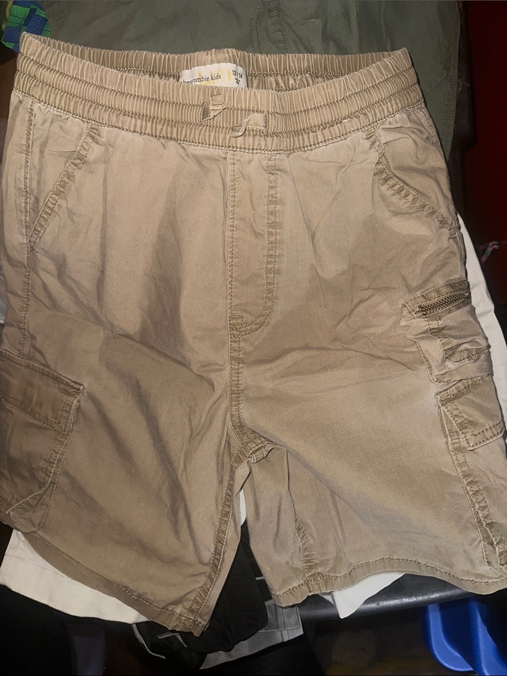 abercrombie kids Tan Cargo Shorts with Elastic Waist